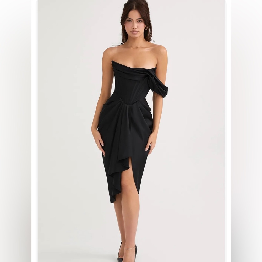 House of CB Janis Black Satin Dress